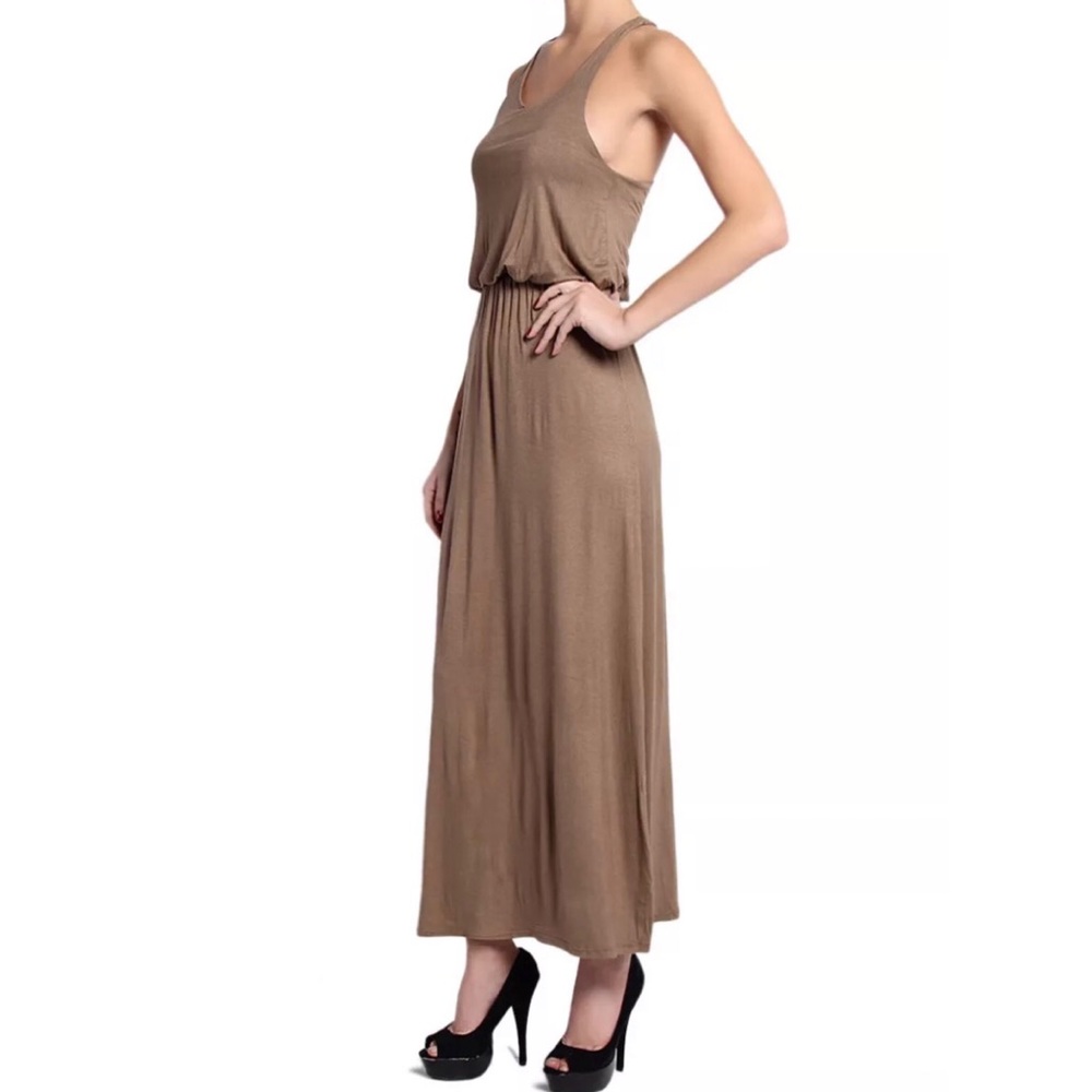 Drapey High Waist Racerback Jersey Maxi Dress - Picture 3 of 3